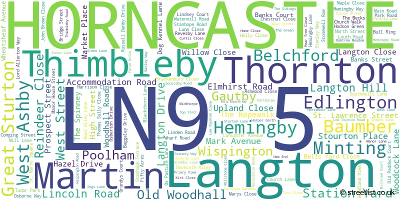 A word cloud for the LN9 5 postcode